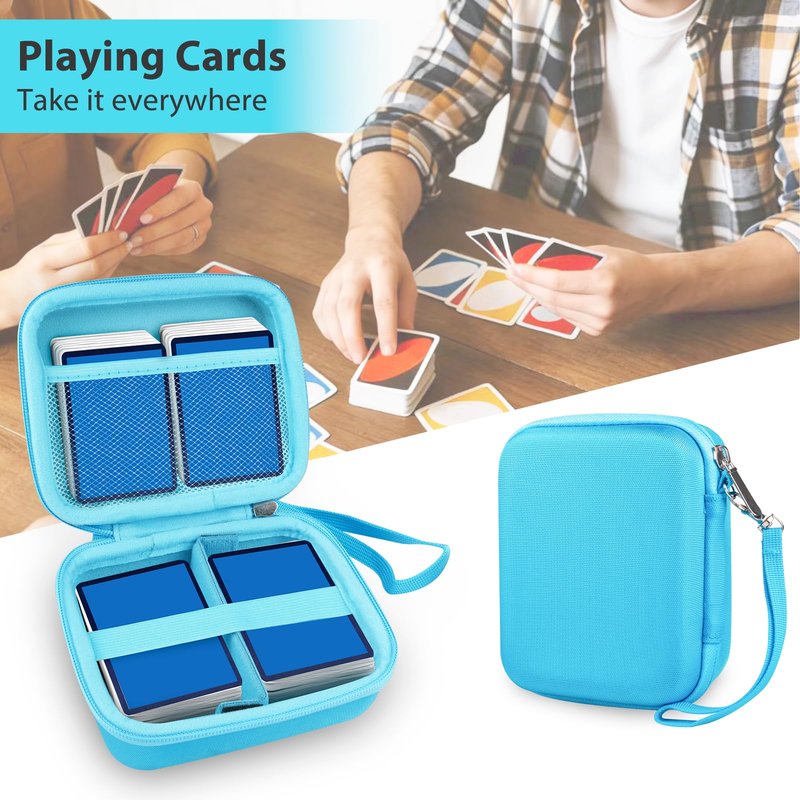 ZORETCO 300+ Game Card Storage Box, Collectible Trading Card Storage Holder Compatible with UNO/MTG/YuGiOh/TCG, Sports Cards Playing Card Game Storage Box, Blue (Case Only)