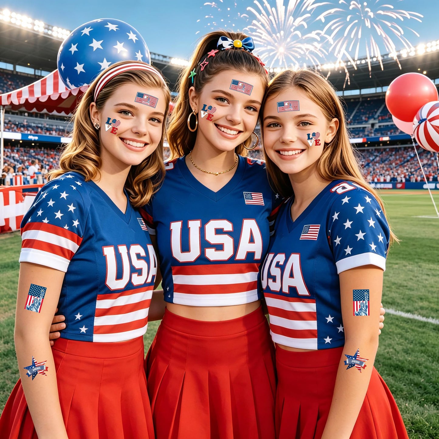 ZH BOCO ARTS 56Pcs Flag Temporary Tattoos Waterproof for World Cup 2026 Adults Kids, Patriotic Face Body Art Stickers for Football Fans Sports Events Parade Festival Party Supplies