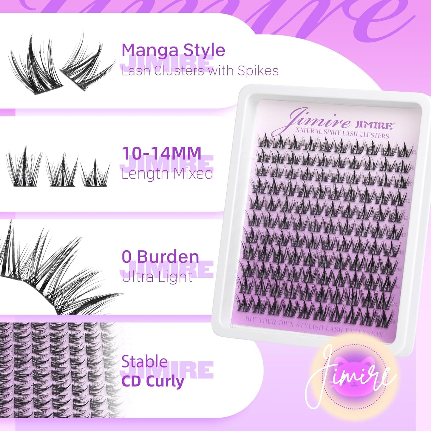 Manga Eyelash Clusters - Natural C Curly 10-14MM Wispy Individual Lashes | 110Pcs DIY Extensions