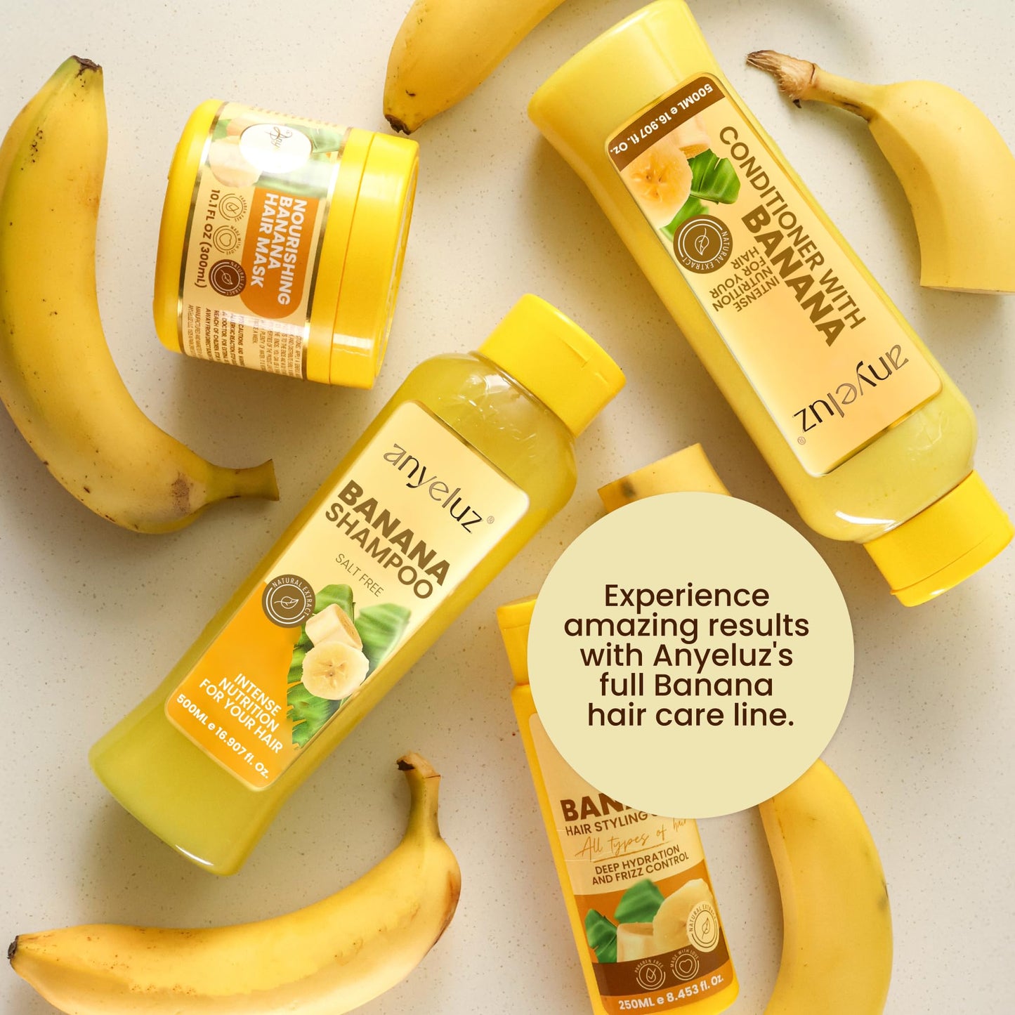 ANYELUZ Banana Leave-In Styling Cream - Leave-In Conditioner for Frizz Control and Shine, Strengthens and Smooths Hair