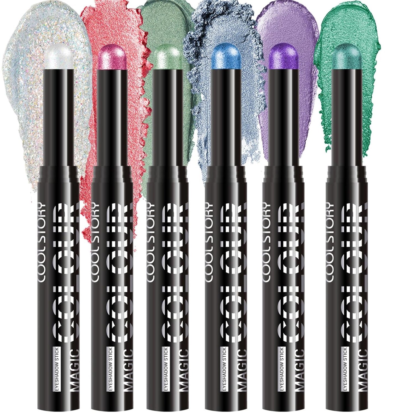Neutral Eyeshadow Stick Combo Set - 6 Metallic Shades for Effortless Daily & Party Makeup | Long-Lasting, Waterproof