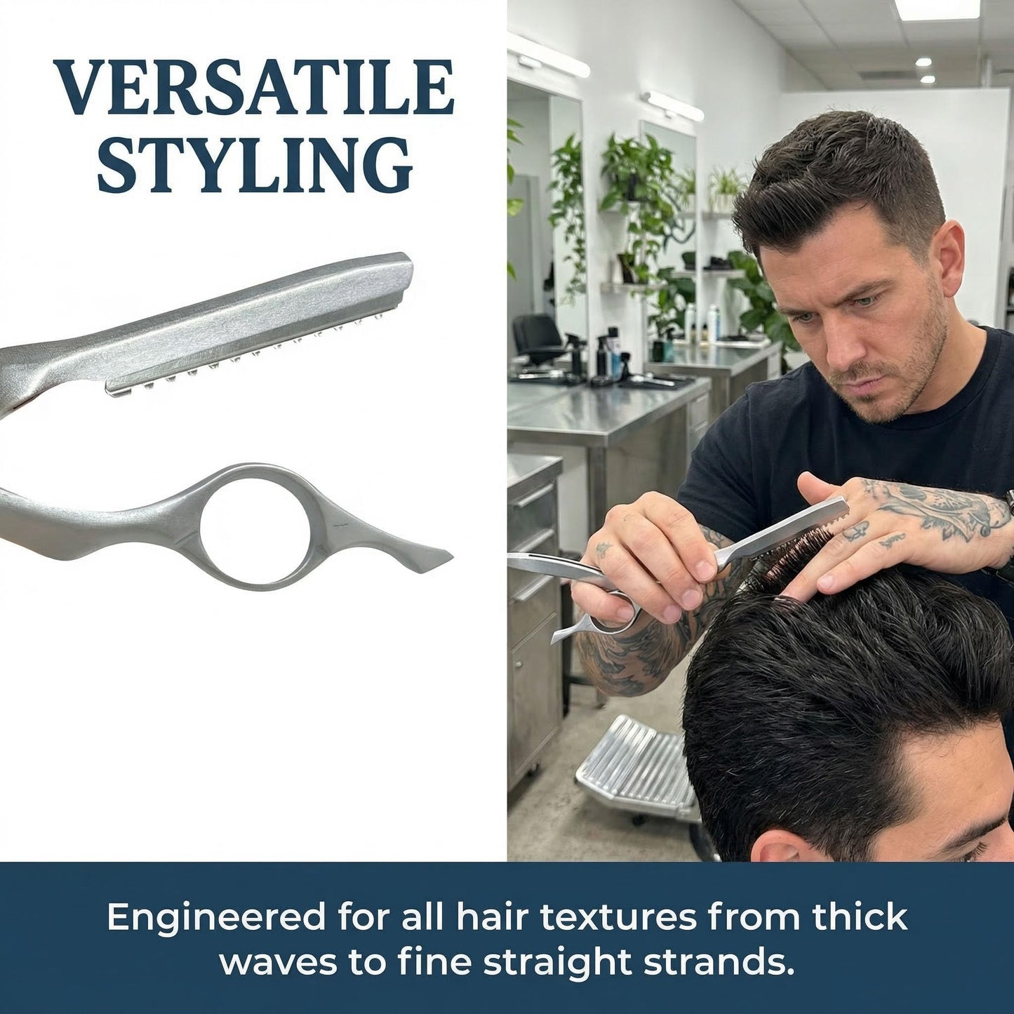 Hair Razors for Cutting Hair, Stainless Steel Feathering Hair Cutting Razor with 10 Replacement Blades, Professional Texturizing & Thinning Razor Tool for Salon, Home, Wigs and Bang Trims, 6.88 Inch