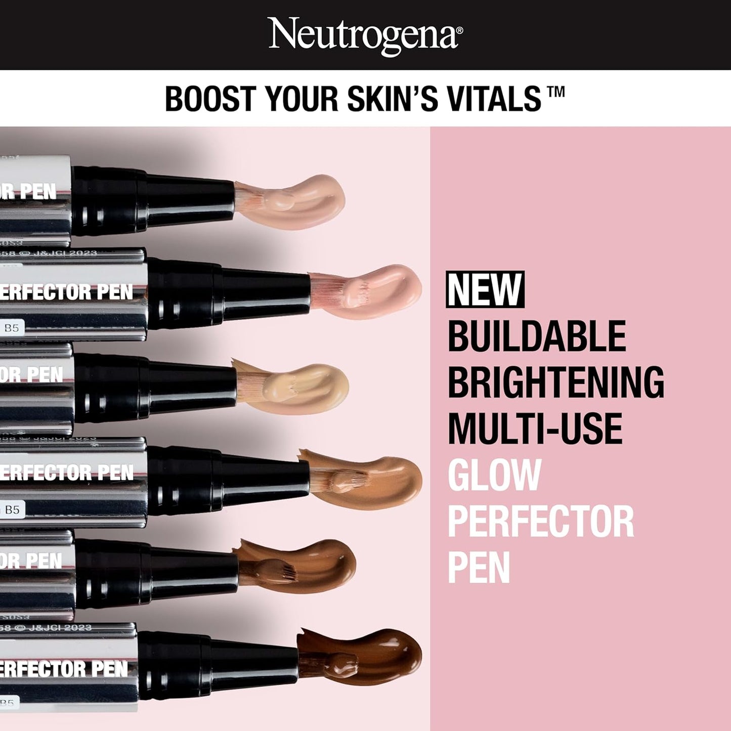Neutrogena Healthy Skin Glow Perfector Concealer Pen - Lightweight Liquid Makeup with Pro-Vitamin B5 & Vitamin E | Light, 0.1 oz