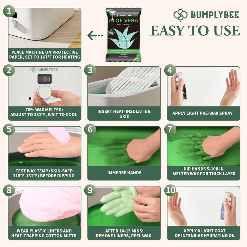 BUMPLYBEE 7000ml Paraffin Wax Machine for Hand and Feet-White Hand Wax Paraffin Machine for Hands with 10pcs Aloe Vera Paraffin Bath Refills,Ideal Gifts for Women