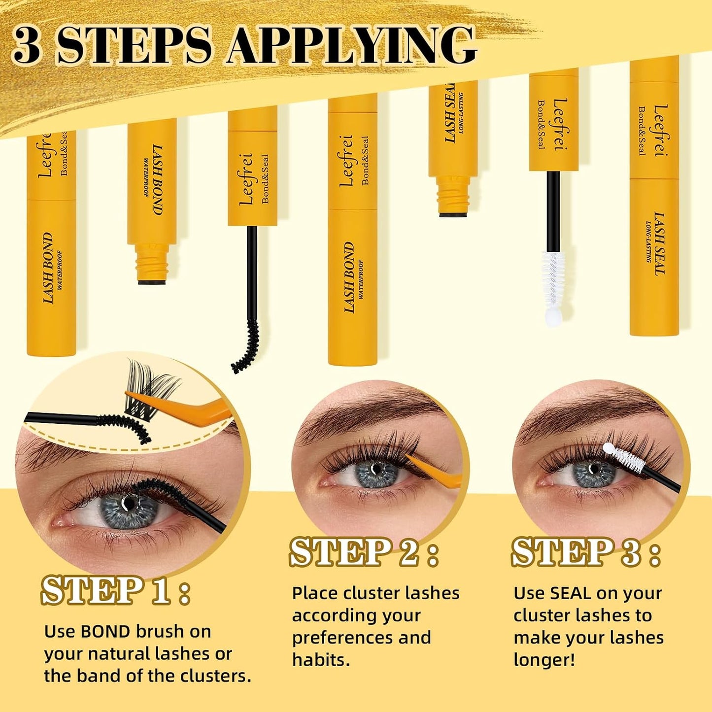 Lash Bond and Seal - 2-in-1 DIY Lash Glue for Cluster Lashes | Long-Lasting, Quick-Drying, Waterproof Adhesive