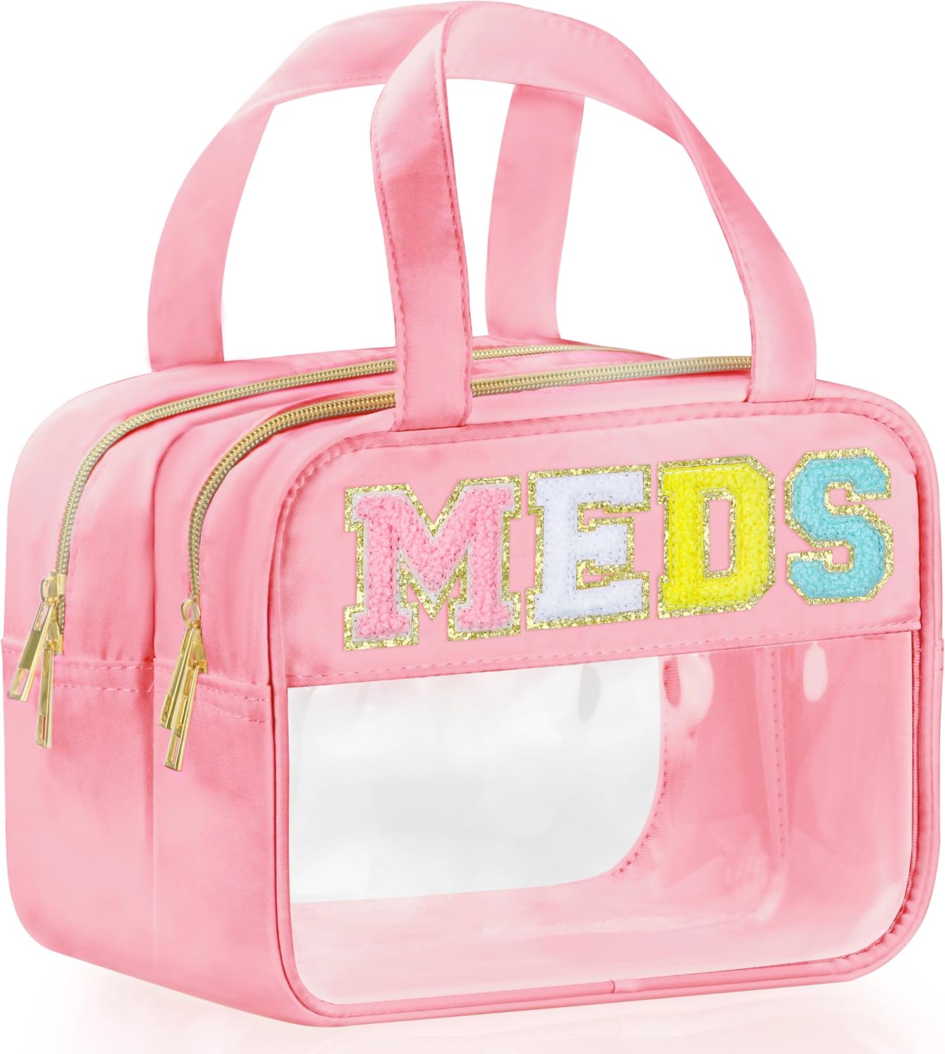 Dance Chenille Letter Bags - Clear Makeup Travel Pouch | Waterproof Nylon & PVC, Large Cosmetic Storage for Women