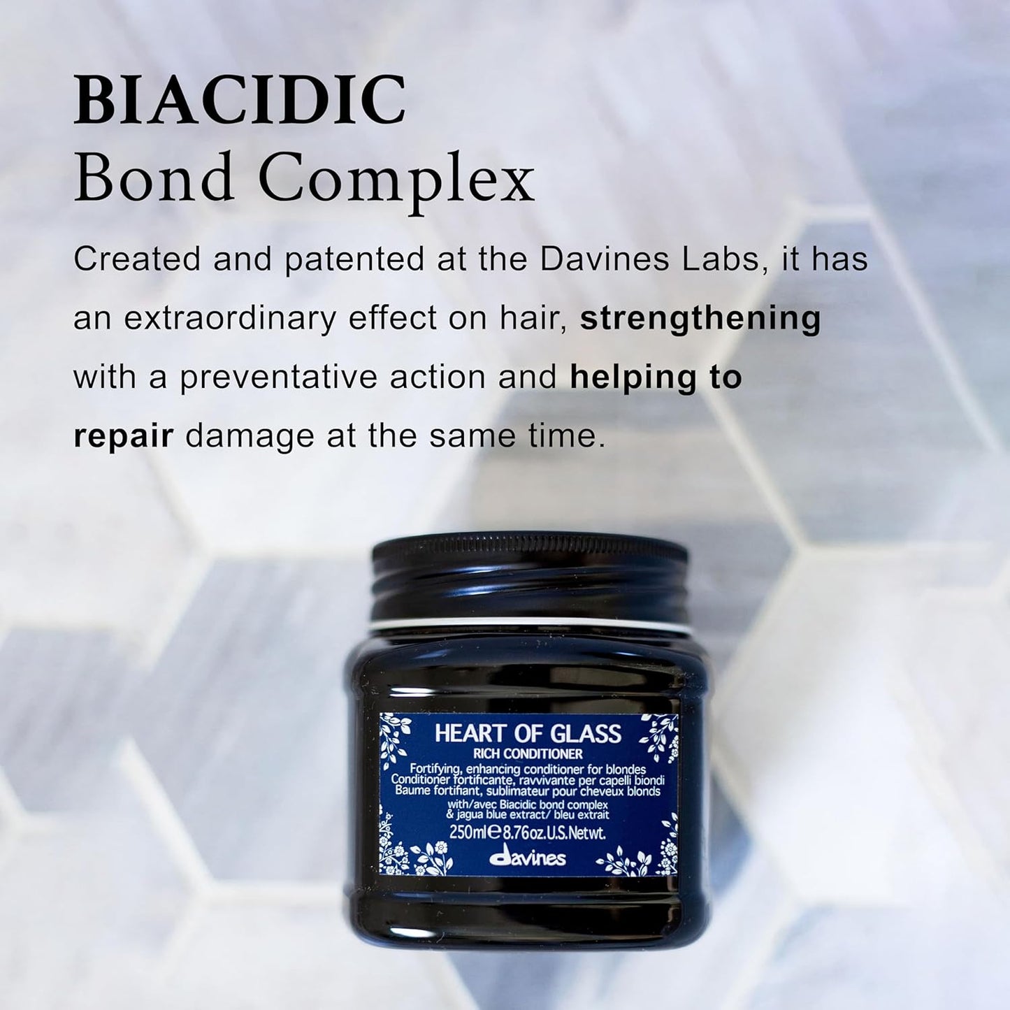 Davines Heart of Glass Conditioner - Fortifying Treatment for Blonde & Silver Hair | Nourishing Biacidic Bond Complex, Weightless Finish