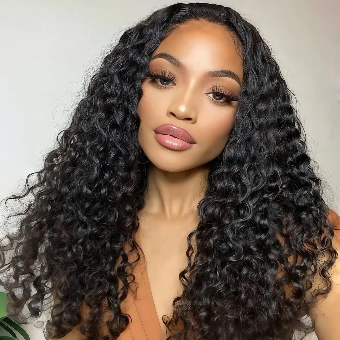Half Wig Human Hair - 12 Inch Deep Wave Curly Half Wig | Seamless Flip Over Drawstring, Glueless, Natural Color