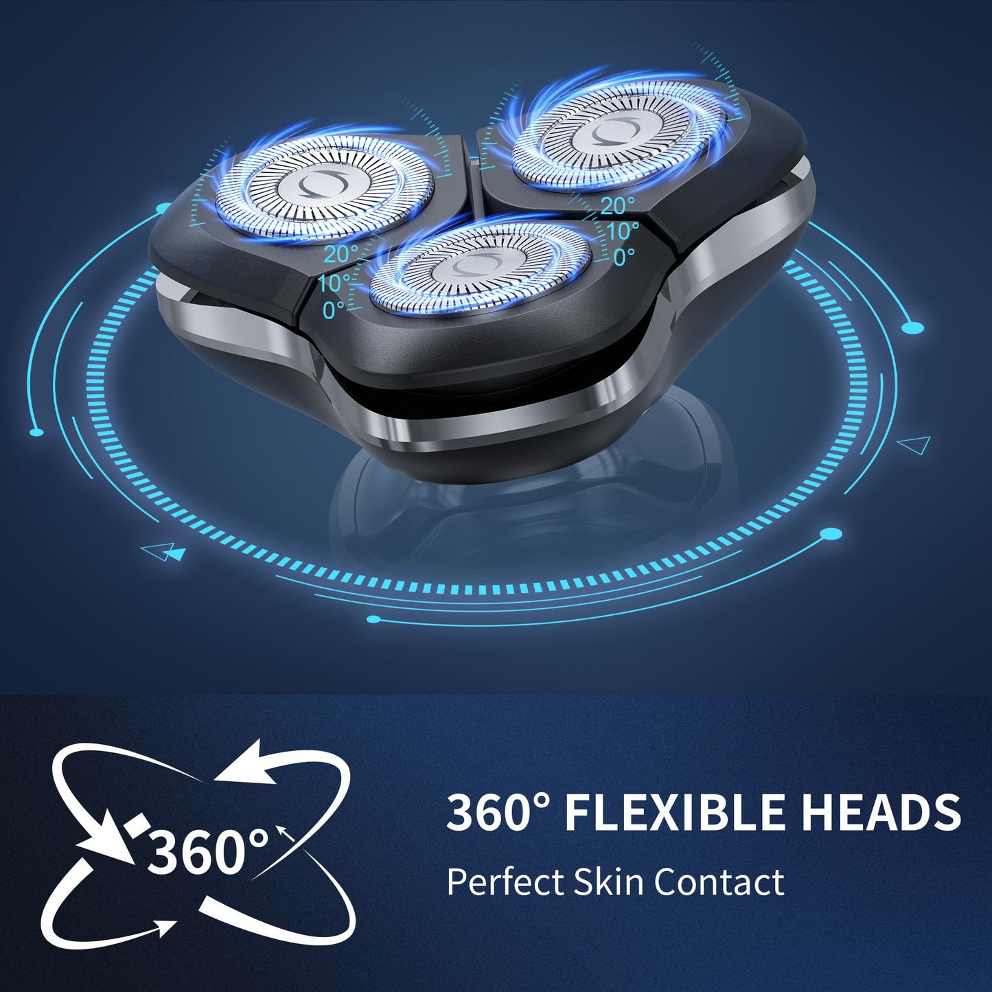 Electric Razor for Men 8011 Series, 4D Floating Rotary Head, IPX7 Waterproof Wet & Dry Use, USB-C Fast Charge, 90Min Runtime, Hypoallergenic Blades, Portable Travel Grooming Kit