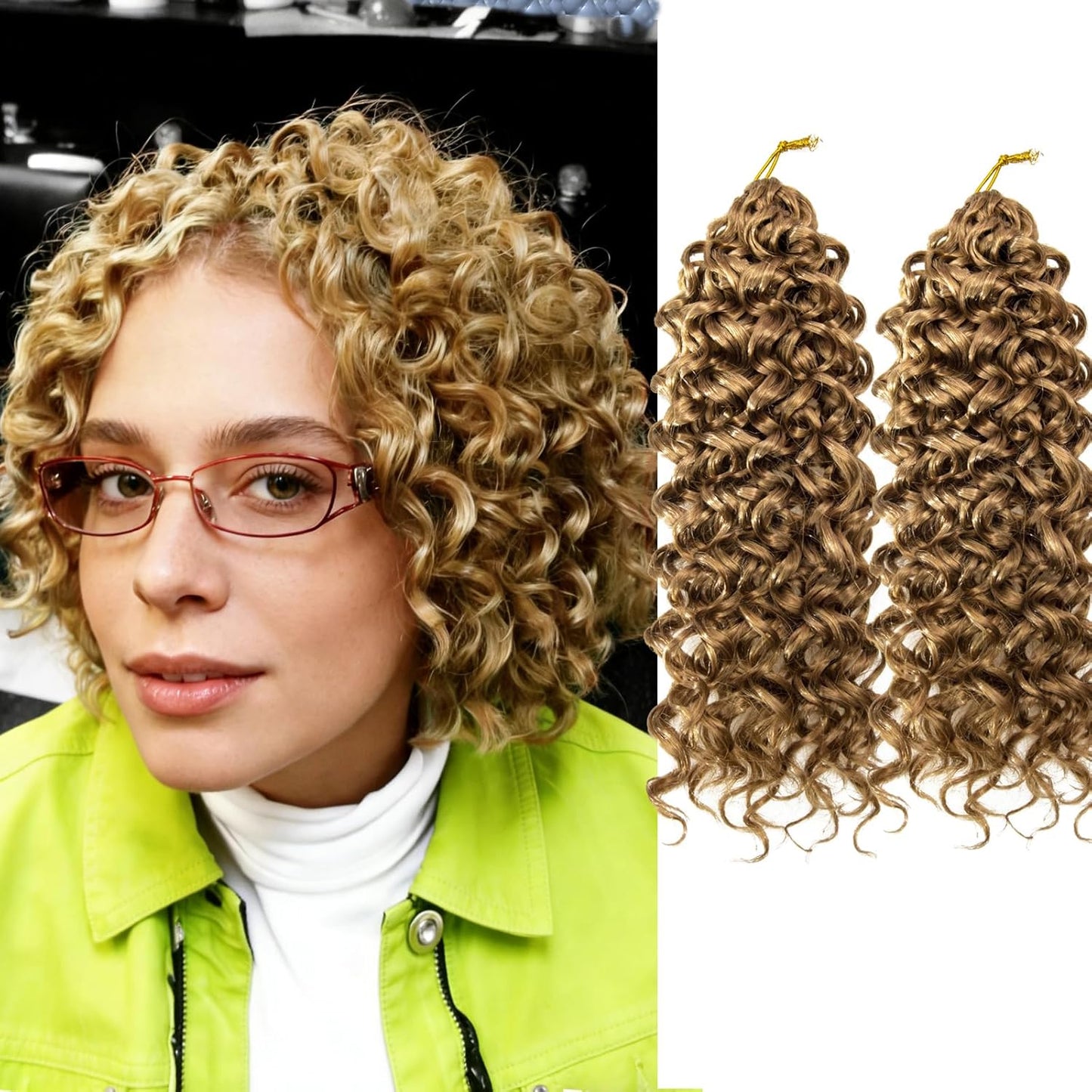Water Wave Crochet Hair Extensions - Blonde Synthetic Bohemian Braids | 14 Inch Deep Wave (27#)
