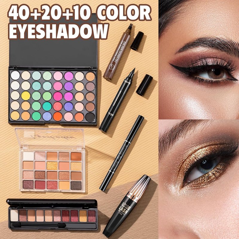 Complete Makeup Kit for Women - Foundation, Eyeshadow Palette & Brushes | Perfect Gift Set for Beginners & Teens