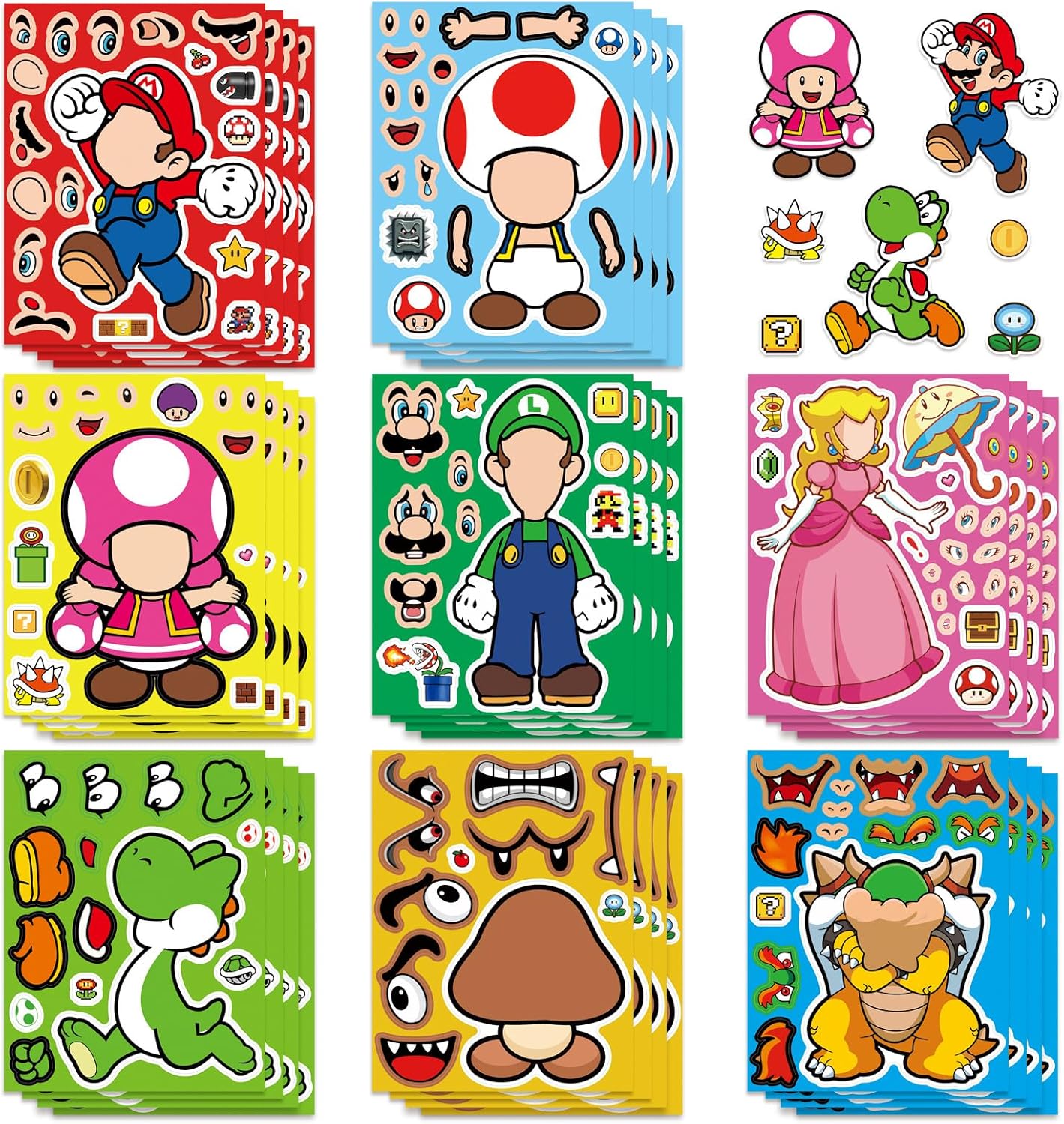 Pokémon Stickers - Cute Cartoon Monster Characters for DIY Projects | Kawaii Make-a-Face Party Favors (24 Sheets)
