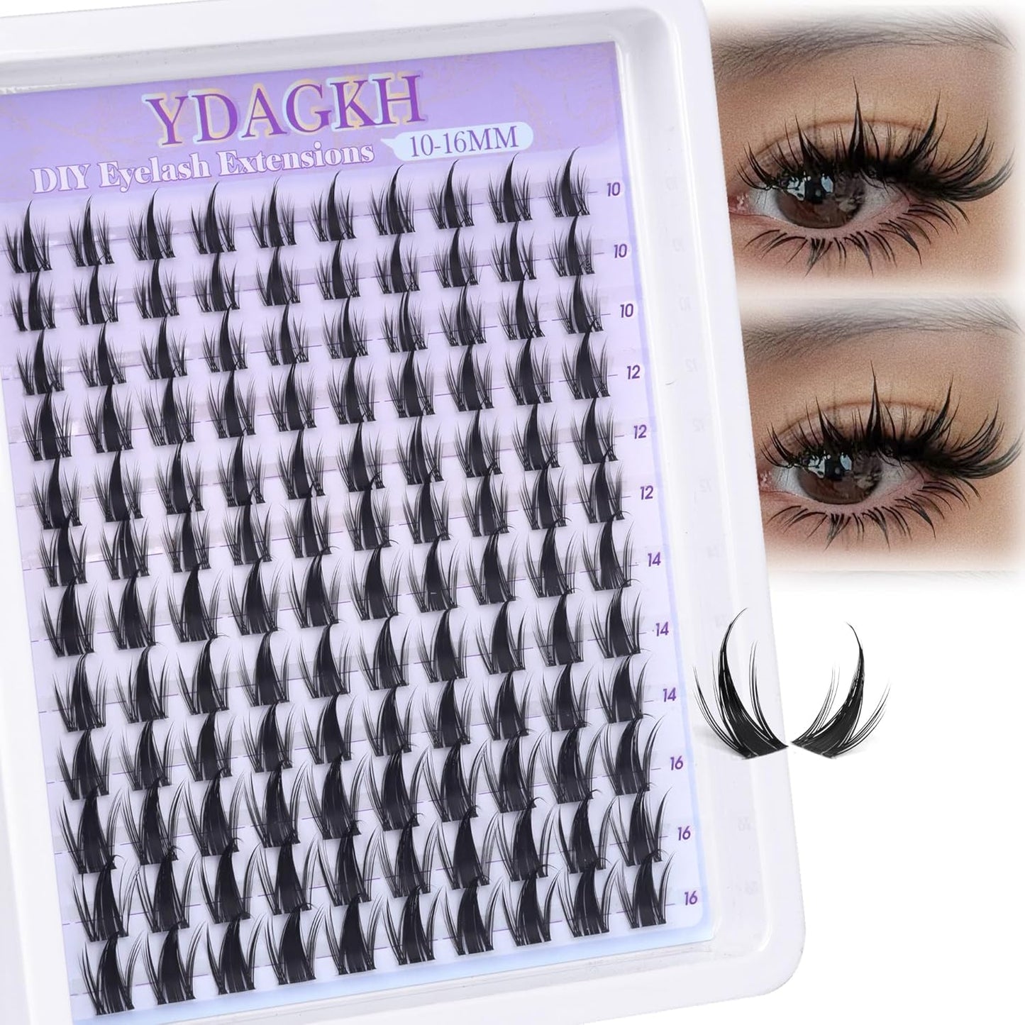 Anime Lash Clusters - Spiky Manga Eyelash Extensions with Invisible Band | 10-16mm Wispy 120 Pcs