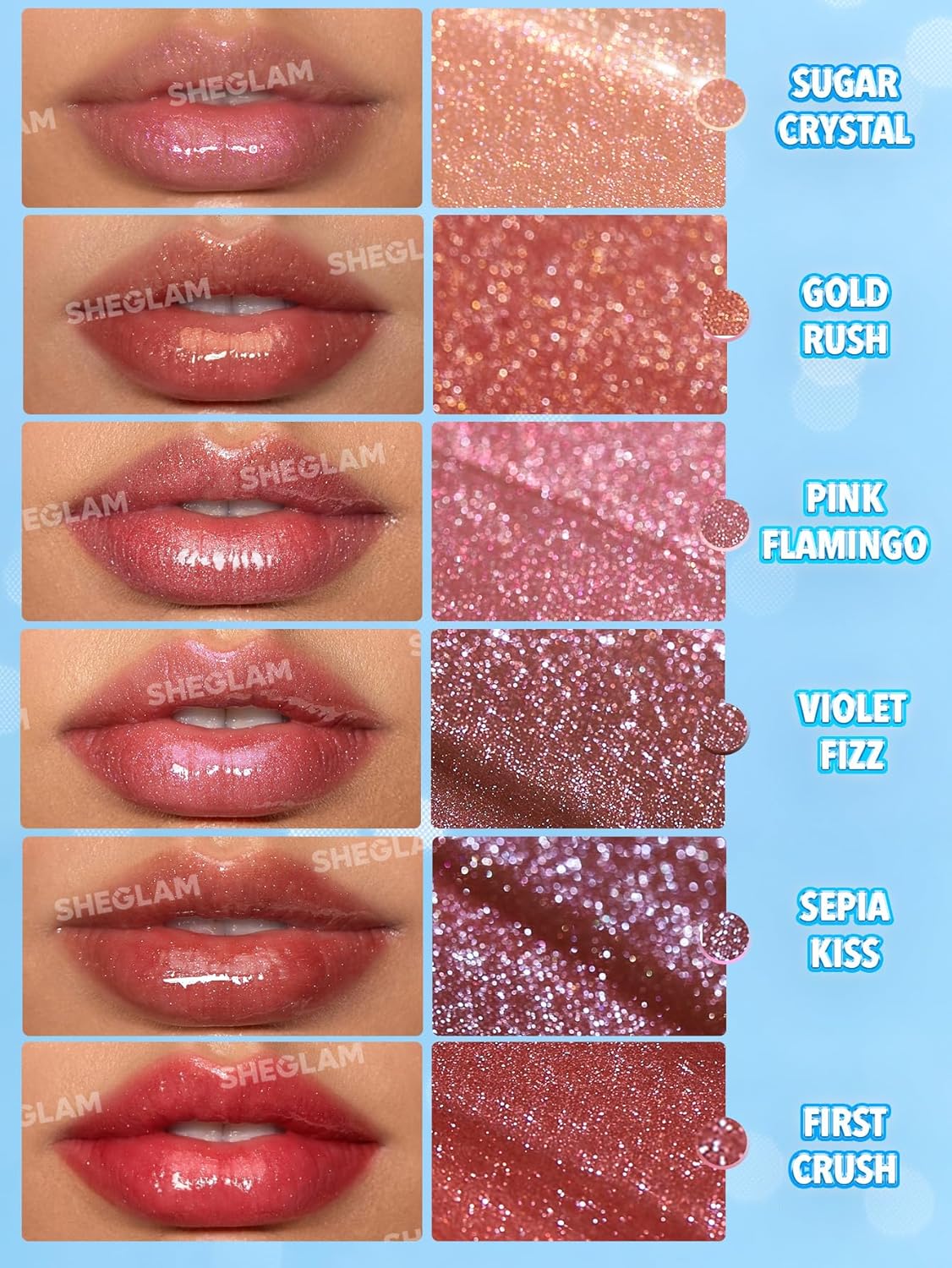 SHEGLAM Pout-Perfect Lip Gloss | Moisturizing Shimmer Lip Plumper - Sugar Crystal