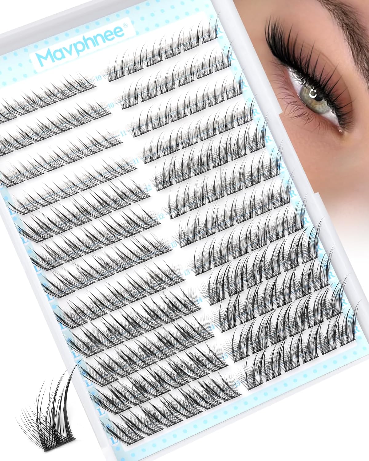 Fox Eye Lash Clusters - J-Curly Individual Eyelash Extensions | 144 Pcs, 10-15MM Wispy Cat Eye Design