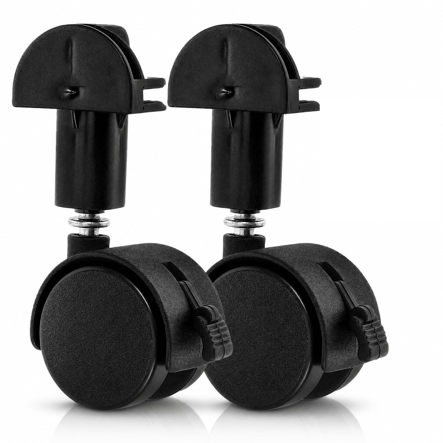 POPETPOP 2 Pcs Universal Replacement Stem Caster Wheels for Pet Cage, Black Silent Stemless Caster with Locking Feature, Durable Cat Cage Wheels Replacement for Smooth Mobility
