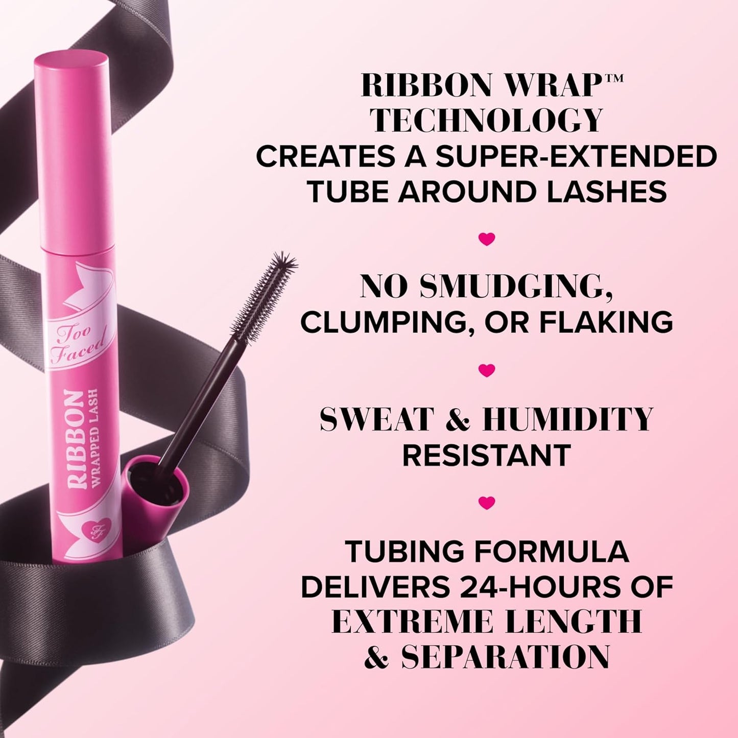 Too Faced Extreme Length Tubing Mascara - Ribbon Wrapped | No Smudging, Flaking, or Clumping