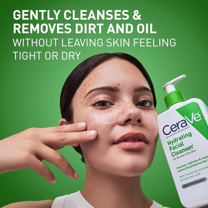 CeraVe Hydrating Facial Cleanser - Moisturizing Face Wash with Hyaluronic Acid & Ceramides | 8oz for Dry Skin