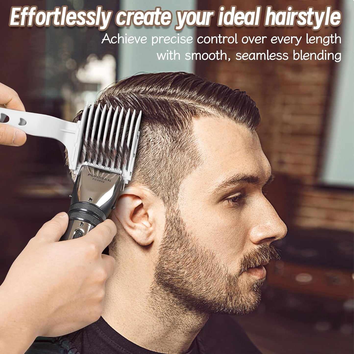 4-in-1 Detachable Fade Comb Set - Professional Barber Combs for Men’s Fade Haircuts | 4 Sizes, Easy Snap-On, Grey