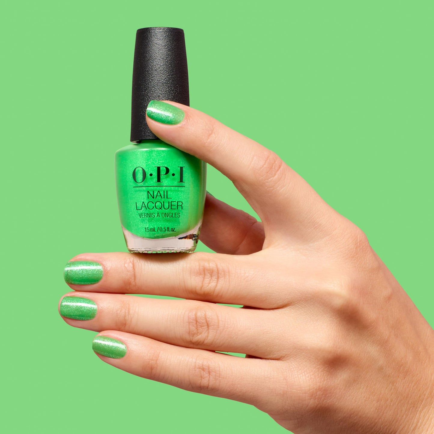OPI Nail Lacquer Lime of My Life | Semi-Sheer Neon Lime Green with Silver Shimmer Chip Resistant Nail Polish | Trip to the Brite Side | Summer 2026 Collection