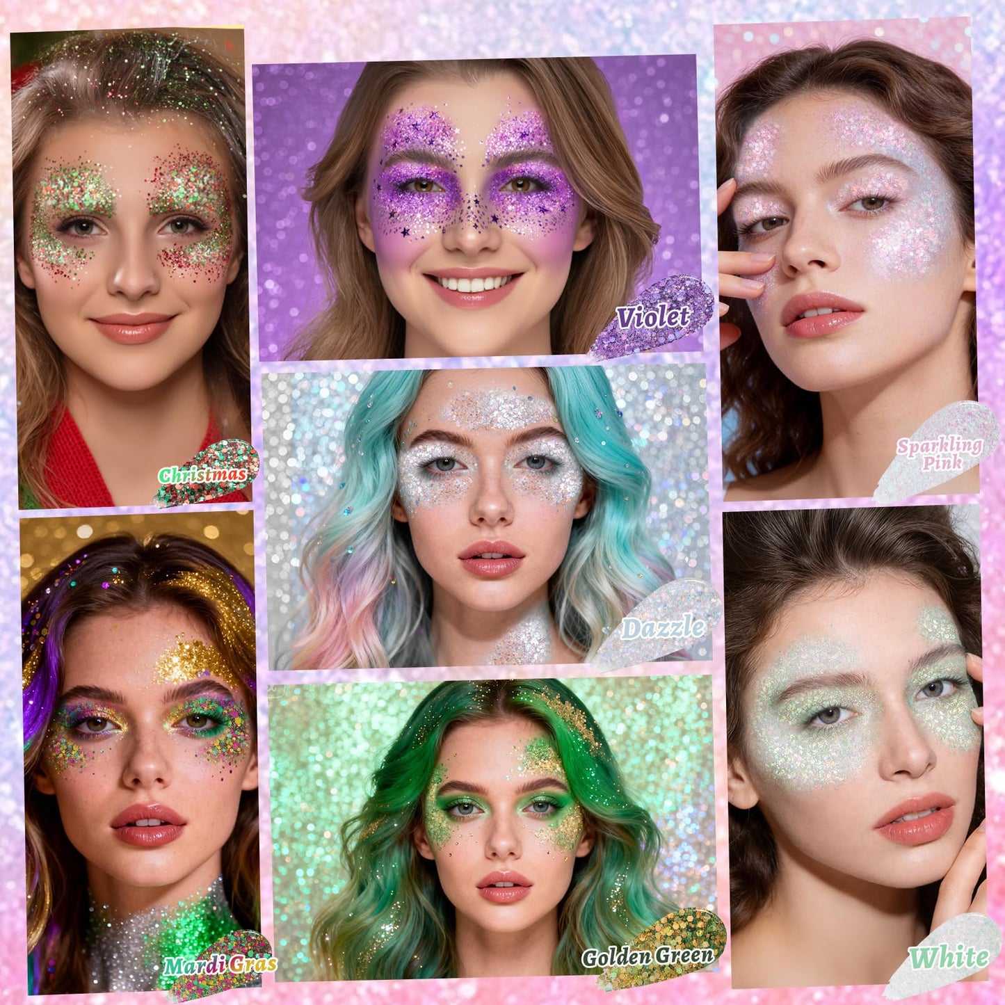 YBUETE Sparkling Pink Face and Body Glitter Stick for Sparkling Makeup, Hair Glitter Accessories for Women, Highlighting Stick for Fairy Dust, Cheerful Face Glitter for Festive Parties and Carnivals