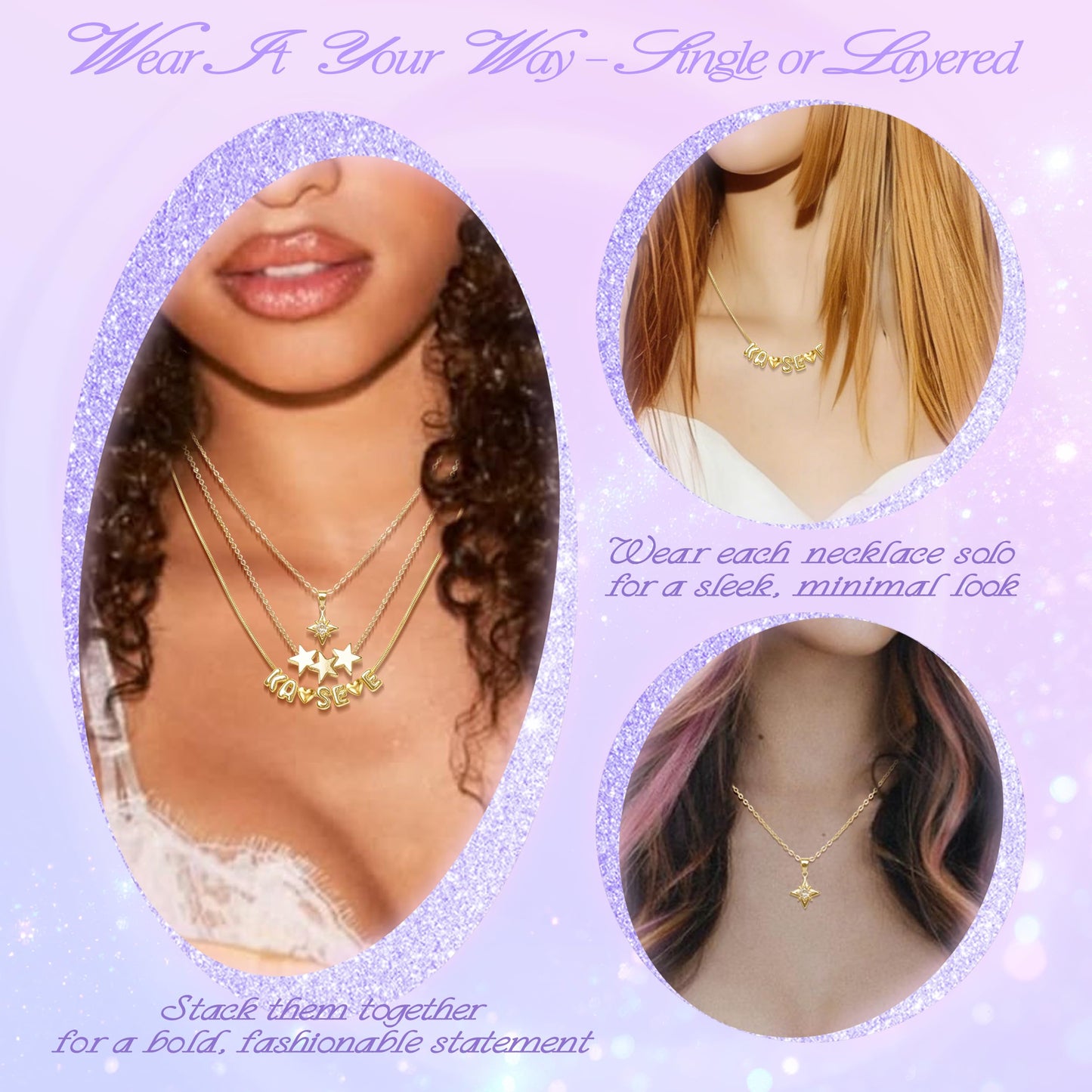 NEOVISTA Layered Necklaces For KATSEYE Merch - 18K Gold-Plated Charms Stackable Gold Necklace for Concert & Everyday Outfit, Adjustable Necklace Jewelry Fan Gift for Women
