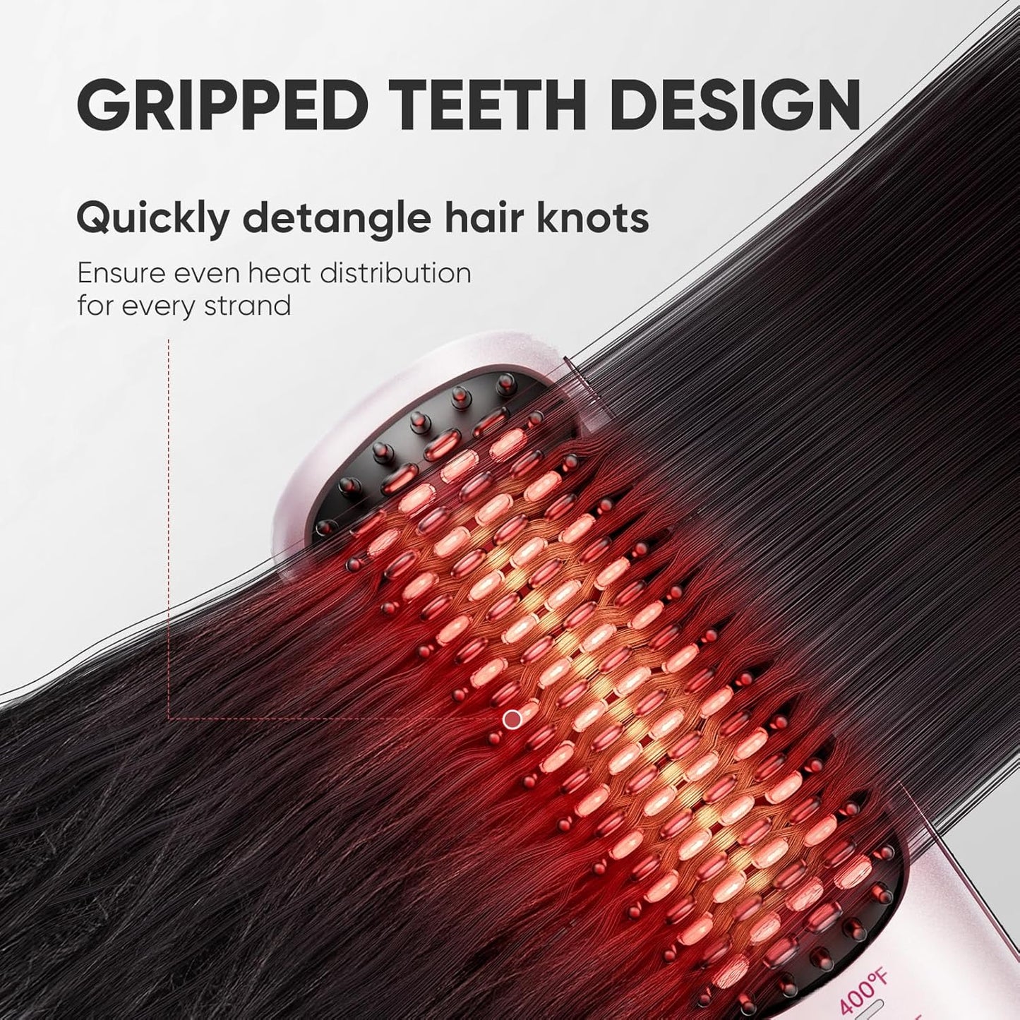 Mini Ionic Hair Straightener Brush - Portable Travel Comb with 3 Temperature Settings | Fast Heating & Anti-Scald, Rose Gold