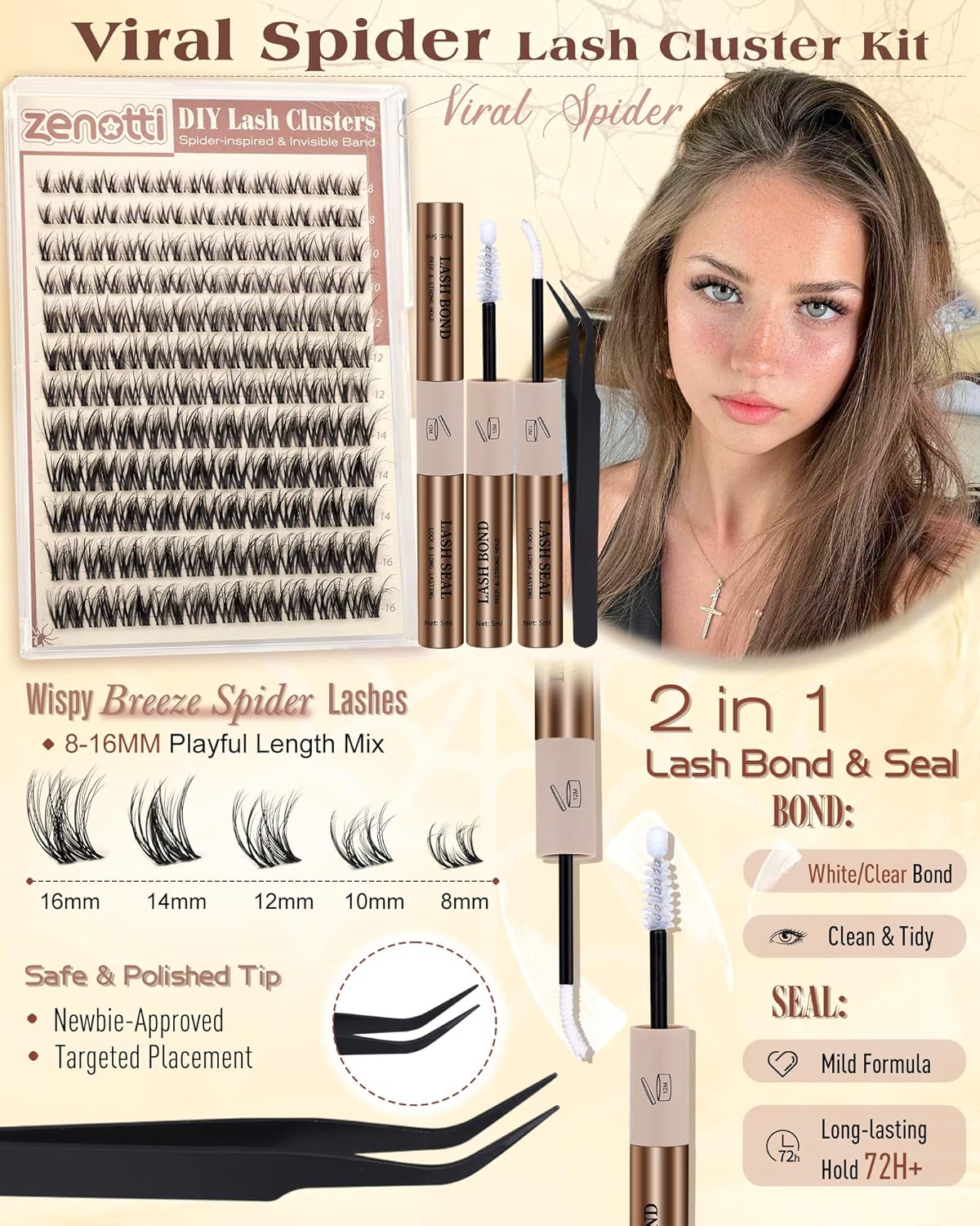 Eyelash Clusters Kit - Natural Wispy D Curl Extensions | 8-16mm Fluffy Individual Lashes for Daily Wear & Parties