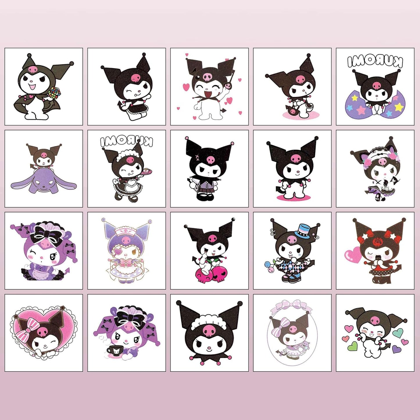 Kuromi Temporary Tattoos - 20 Pcs Cool Stickers for Teens | Birthday Party Favors & Decorations