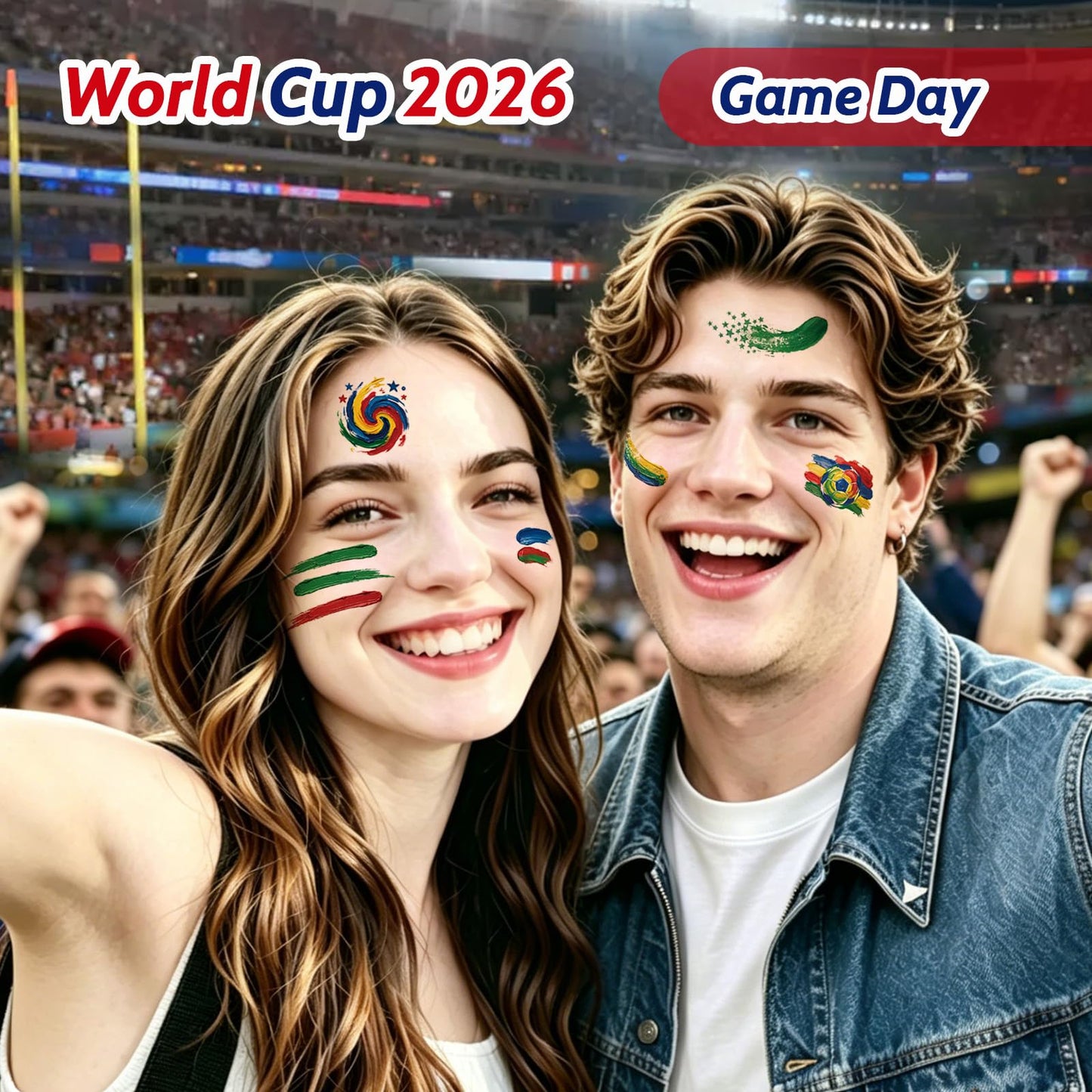 2026 World Cup Patriotic Face Stickers, Game Day Waterproof Face Tattoos with USA Flag Decorations, Skin-Safe for Sports Events, National Holidays & Festivals (USA)