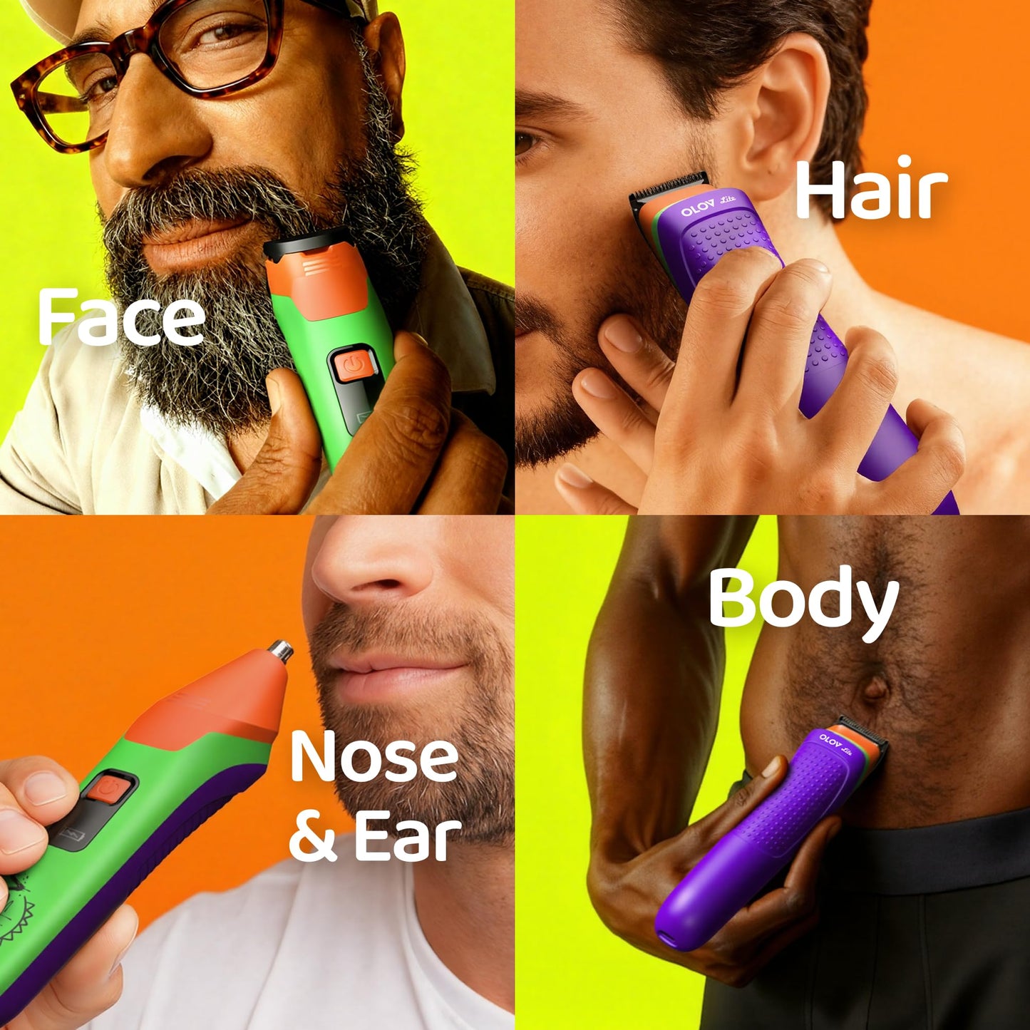 OLOV LITE Electric Beard Trimmer for Men,Nose Hair Trimmer & Electric Razor 10-in-1 Grooming Kit Cordless Shaver Gift-Ready for Men(Greenish Orange)