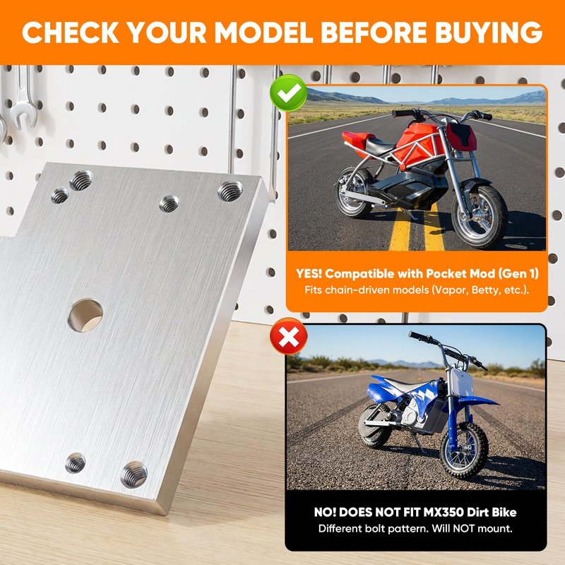 Motor Adapter Plate for RSF350 Razor Pocket Mod Gen 1 - Direct Bolt - On MY1020 Upgrade Kit - No Drilling Bracket for Razor RSF350 Motor Conversion (Not for MX350)