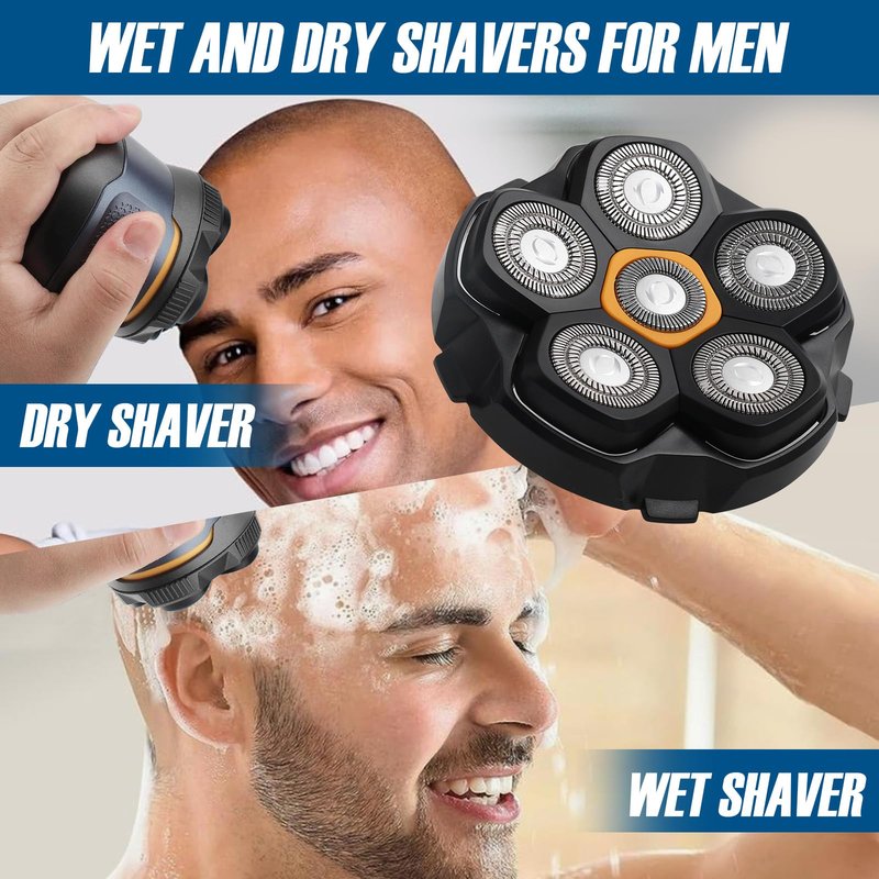 2 Pack Universal Magnetic 6 Blade head shaver Replacement heads Compatible with Wyklaus Redbreak Detona DOAO head shaver
