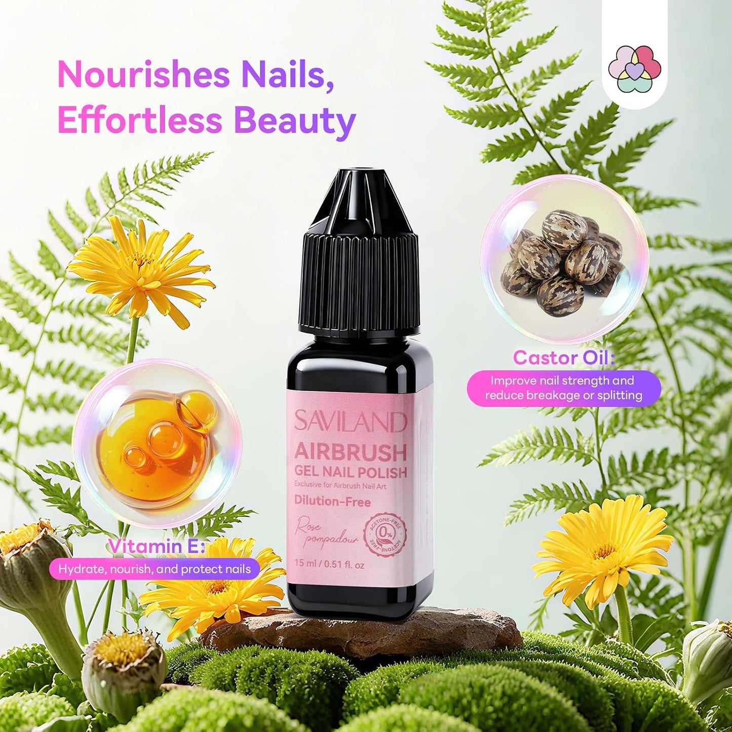 SAVILAND Airbrush Gel Polish Set | 12 Macaron Colors, HEMA & Acetone Free, 4-Week Wear for Nail Artists