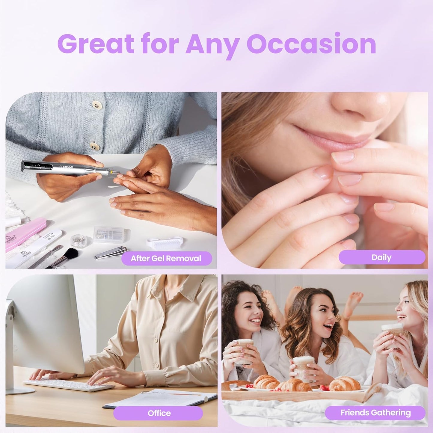 Beetles Nail Strengthener - Grape Nail Enhancer for Damaged Nails | 15ml Air Dry Polish for Natural Growth