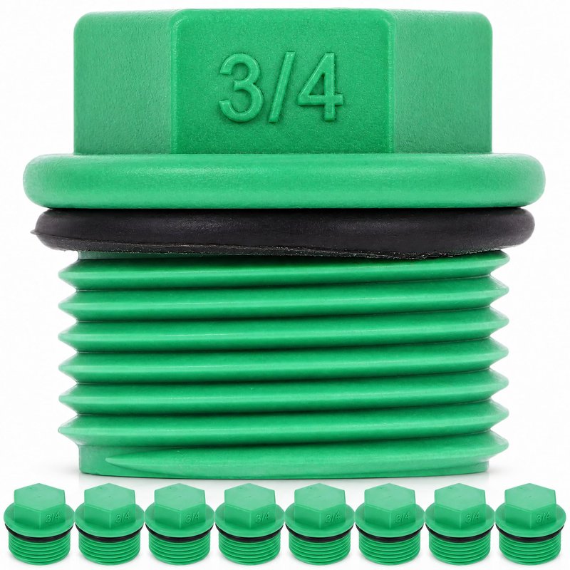 POPETPOP 10 Pieces 3/4 Garden Hose Caps and Plugs, Male Thread Pipe Plug End Cap, PPR Material Garden Irrigation Tubing Stopper Drain for Splitters, Manifolds, Rain Barrels - Prevents Leakage