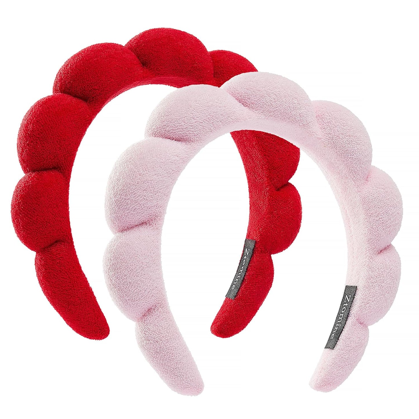 Spa Headbands for Face Washing | Soft Cotton Terry Cloth Set of 2 - Pink & Blue