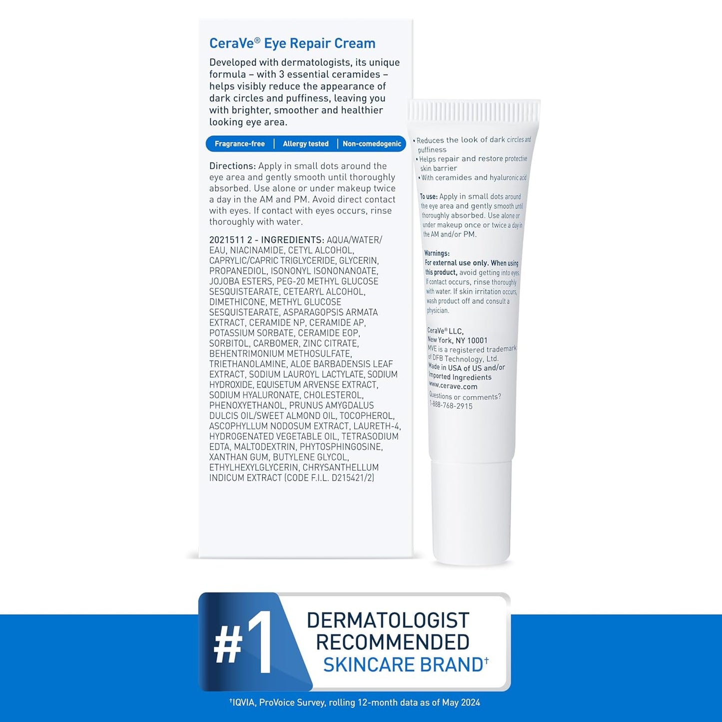 CeraVe Eye Repair Cream - Under Eye Cream for Puffiness & Dark Circles | Hyaluronic Acid & Niacinamide Formula