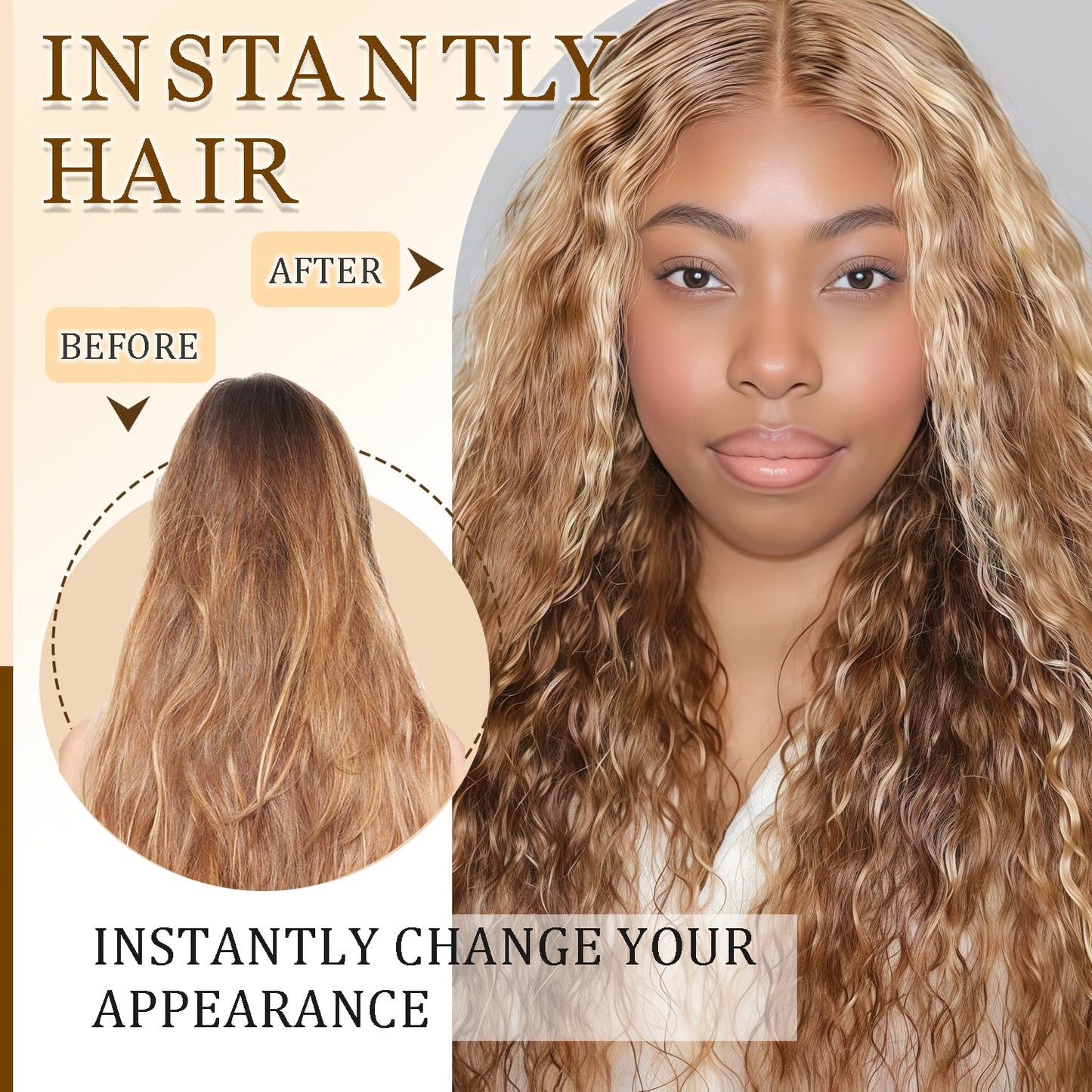 P27613 Blonde Clip in Hair Extensions Real Human Hair, 14 Inch 120g/7Pcs,Full Shine Remy Human Hair,Highlight Blonde Deep Wave Clip ins Brazilian Virgin Human Hair Extensions