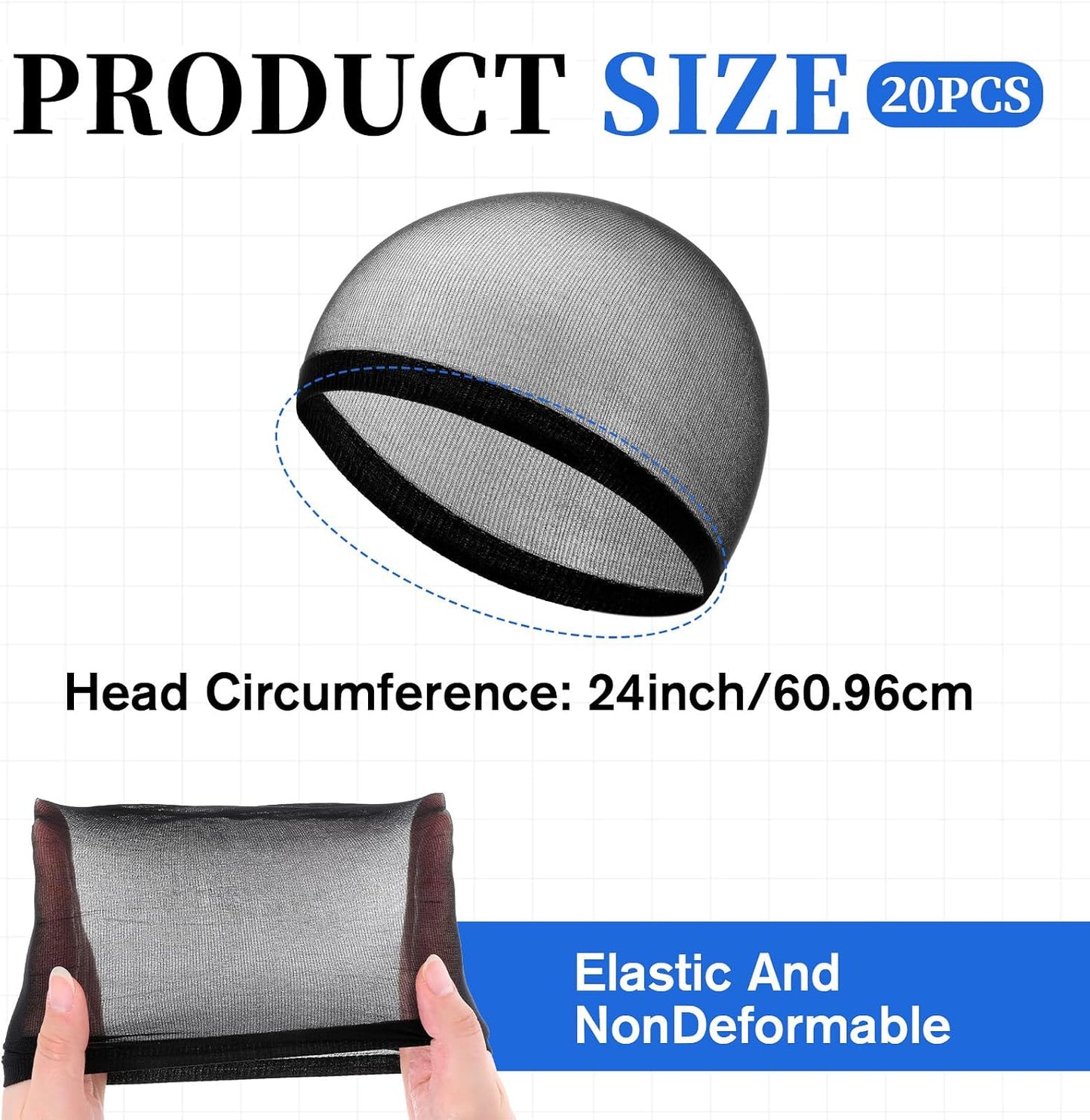 Wave Cap for Men - 10 Pack Soft Breathable Black Stocking Caps | Comfortable Elastic Hair Caps for Sleeping & Exercise