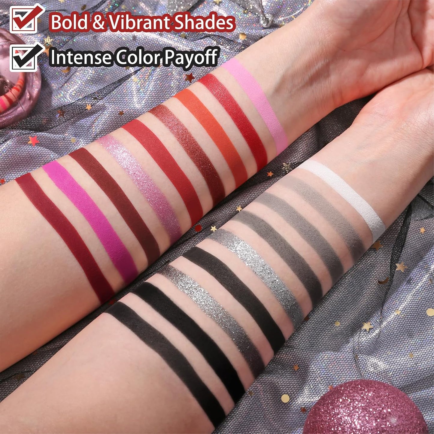 Goth Smokey Eyeshadow Palette - 18 Colors Matte & Shimmer | Dark Makeup for Halloween & Cosplay