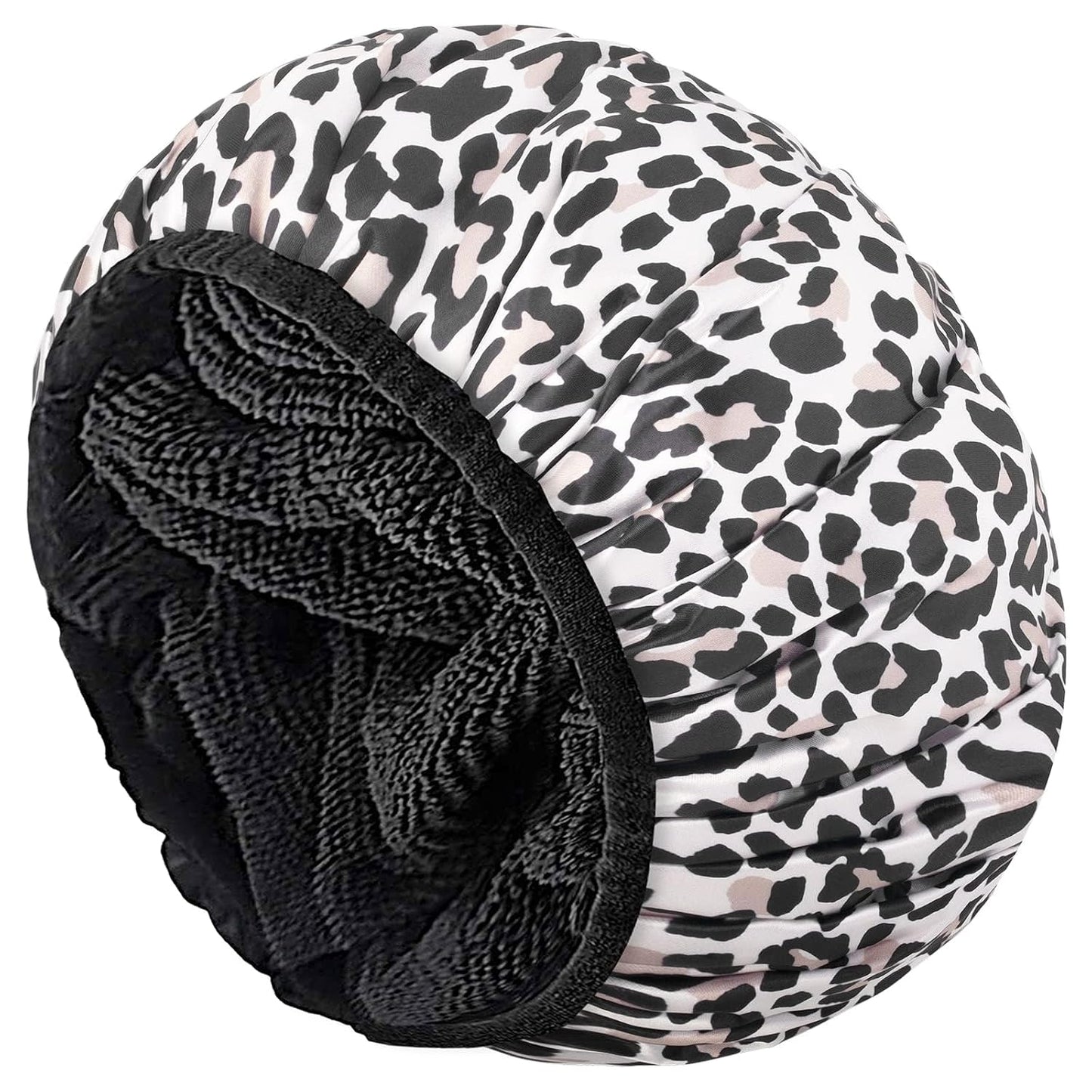 Aquior Shower Cap - Triple Layer Waterproof Bath Cap for Long Hair | Extra Large Silky Satin (Pink)