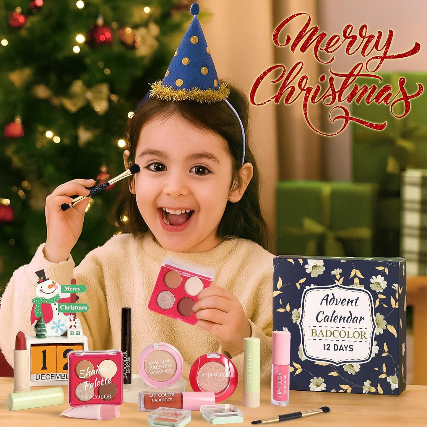 Advent Calendar 2025 - 12 Days Christmas Countdown Makeup Gift Set | Full Cosmetics Kit for Women & Teens