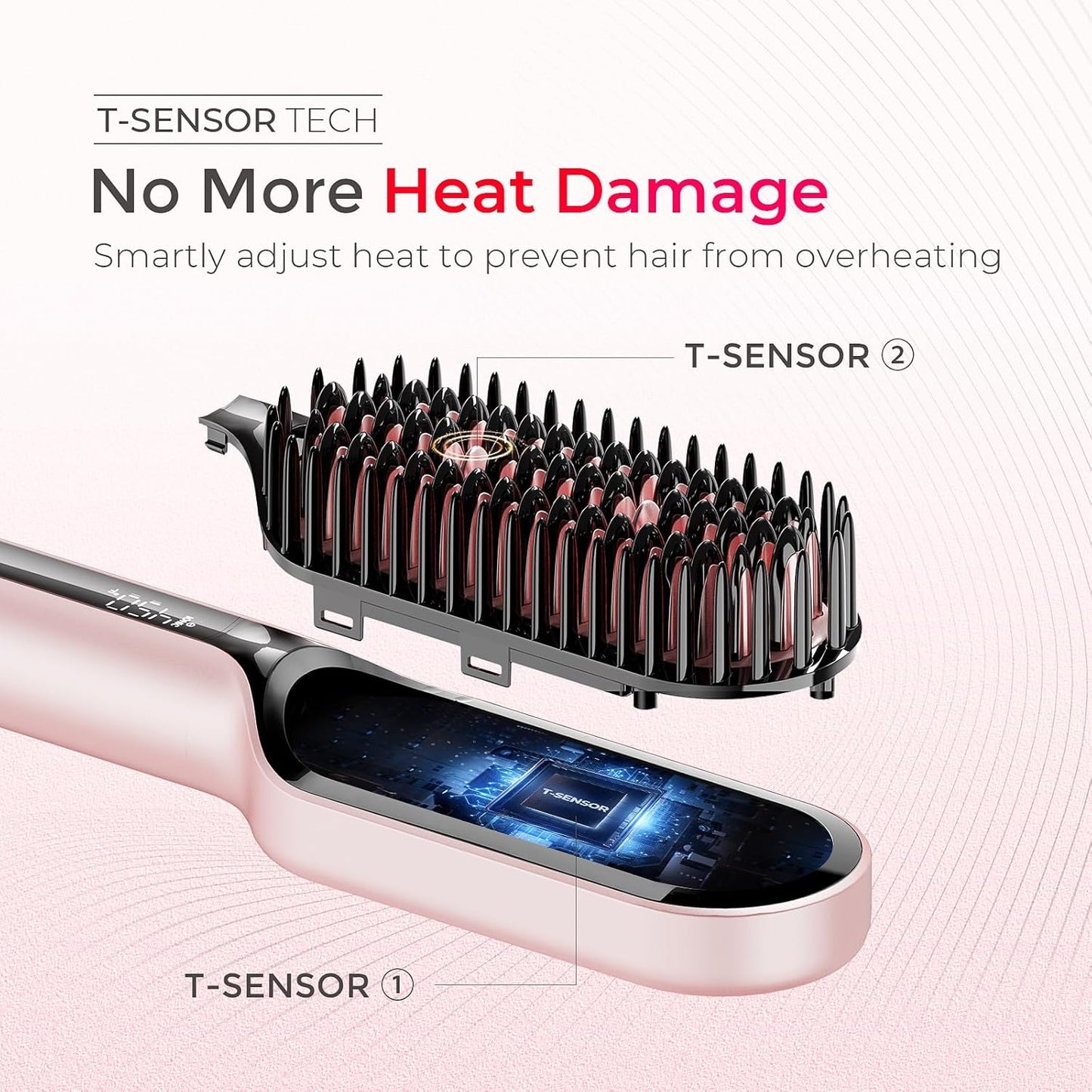 Tymo Hair Straightener Brush - Ionic Compact Styling Tool for Women | Fast, Lightweight & Travel-Friendly, Pink