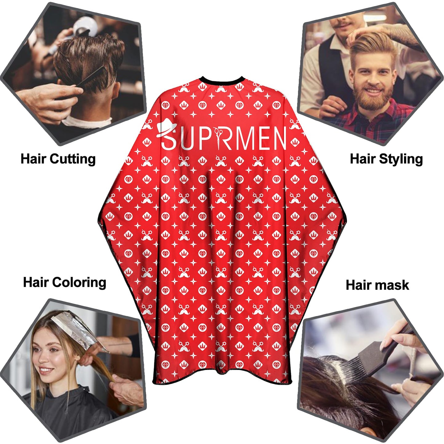 Barber Capes for Men Professional Haircut Capes with Snaps Salon Capes for Stylist -63"*56"(Red)