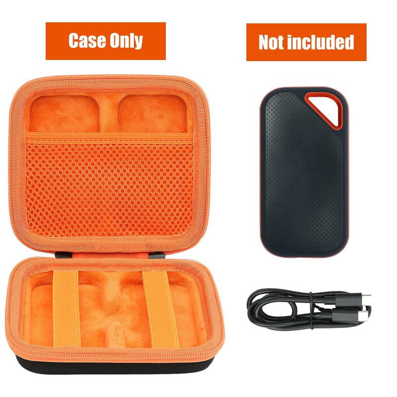 Aenllosi Hard Travel Case Replacement for SanDisk Extreme PRO SDSSDE81/SDSSDE80 / Extreme SDSSDE61 Portable 500GB/1/2/4 TB SSD(Black&Orange,Only Case)