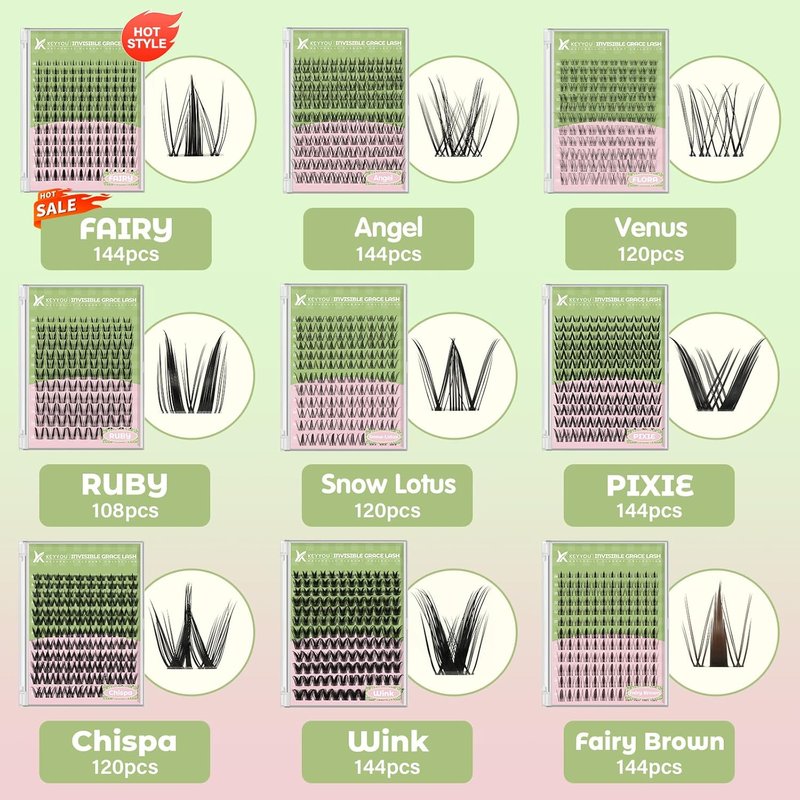 Fairy Lash Clusters - 144 Pcs D Curl Manga Eyelash Extensions | Wispy, Natural Look, Waterproof DIY