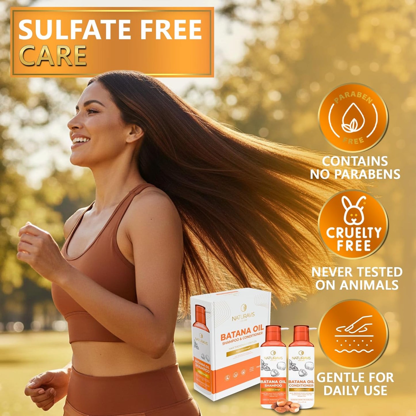 Batana Oil Shampoo & Conditioner Set - Sulfate-Free Volumizing Formula for Fine Hair | 16 Fl Oz (Set of 2)