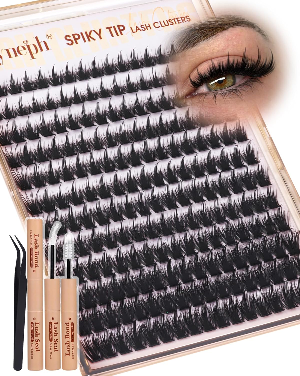Eyelash Glue - Waterproof Bond & Seal for Lash Clusters | Long-Lasting 72H Adhesive, Latex-Free (5ml+5ml)