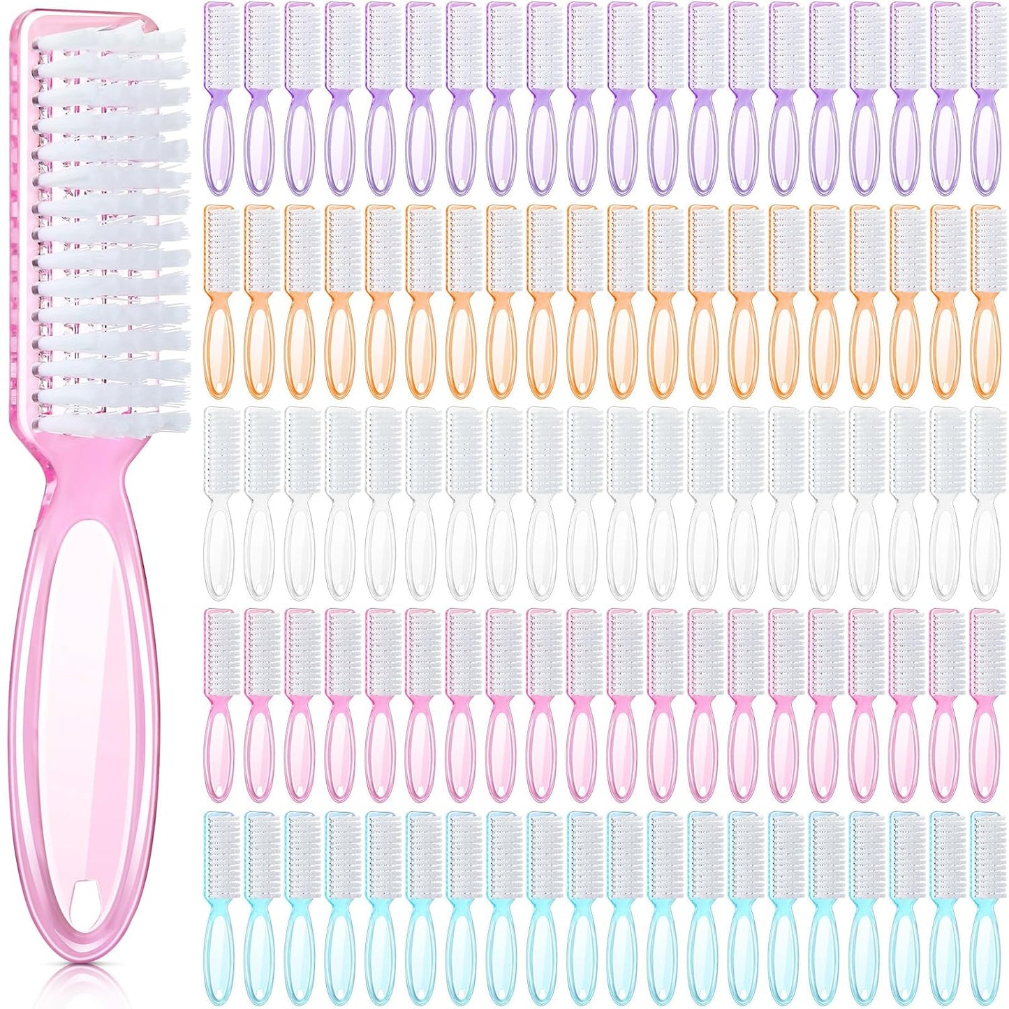 100 Pieces Handle Grip Nail Brush Set - Perfect for Cleaning Fingernails & Toes | 10 Vibrant Colors